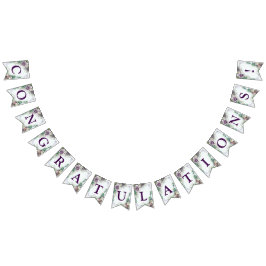 Begrüßungsparty Lila Blumengrün Wimpelkette