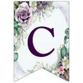 Begrüßungsparty Lila Blumengrün Wimpelkette (Erste Fahne)