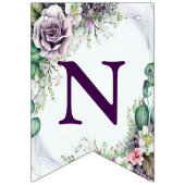 Begrüßungsparty Lila Blumengrün Wimpelkette (Dritte Fahne)