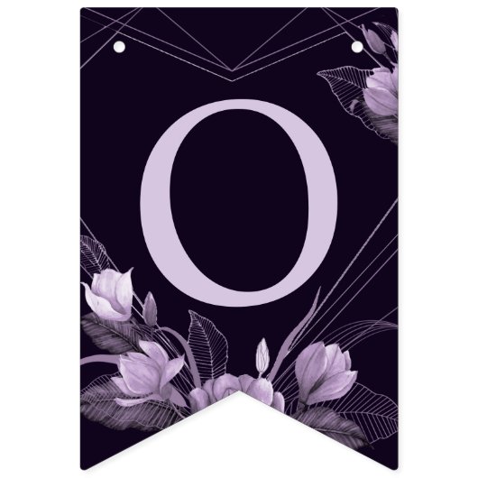 Begrüßungsparty Lila Blumenrahmen Wimpelkette (Zweite Fahne)