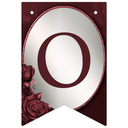 Begrüßungsparty Monogram Rosa Blume Wimpelkette (Zweite Fahne)