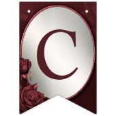 Begrüßungsparty Monogram Rosa Blume Wimpelkette (Erste Fahne)