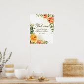 Begrüßungsparty Orange Yellow Red Floral Poster (Küche)