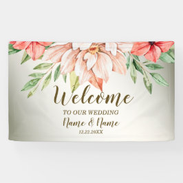 Begrüßungsparty Peach Orange Floral Rustikal Banner