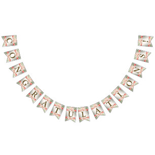 Begrüßungsparty Peach Orange Floral Rustikal Wimpelkette