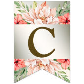 Begrüßungsparty Peach Orange Floral Rustikal Wimpelkette (Erste Fahne)