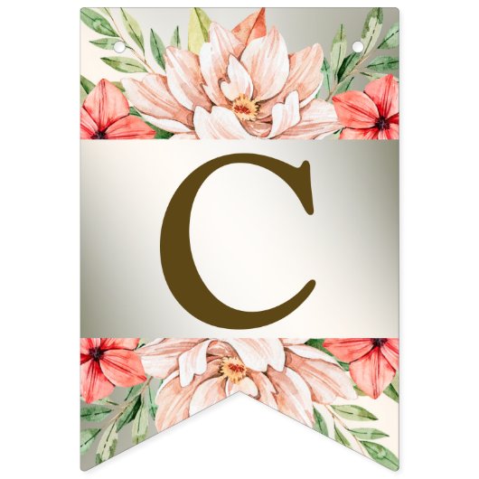 Begrüßungsparty Peach Orange Floral Rustikal Wimpelkette (Erste Fahne)