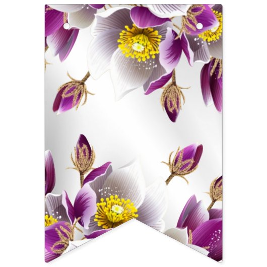 Begrüßungsparty Pink Lila Silber Elegant Wimpelkette (Zweite Fahne)