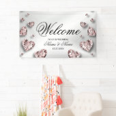 Begrüßungsparty Pink Peach Shiny Herz Banner (Insitu)