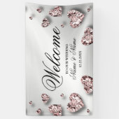 Begrüßungsparty Pink Peach Shiny Herz Banner (Vertikal)