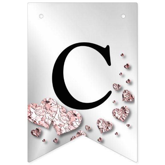 Begrüßungsparty Pink Peach Shiny Herz Wimpelkette (Erste Fahne)