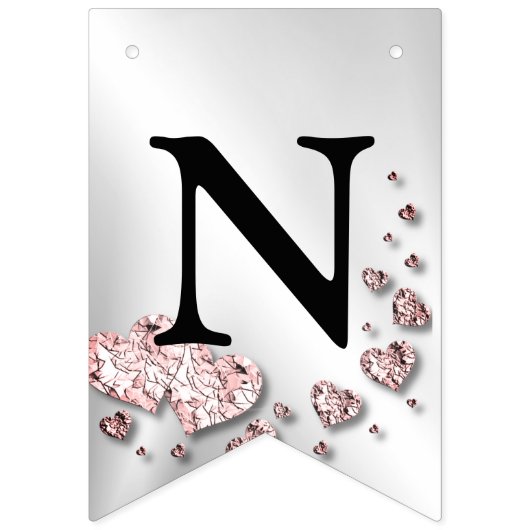 Begrüßungsparty Pink Peach Shiny Herz Wimpelkette (Dritte Fahne)