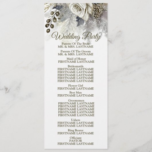 Begrüßungsparty Silver Golden White Roses Programm (Rückseite)