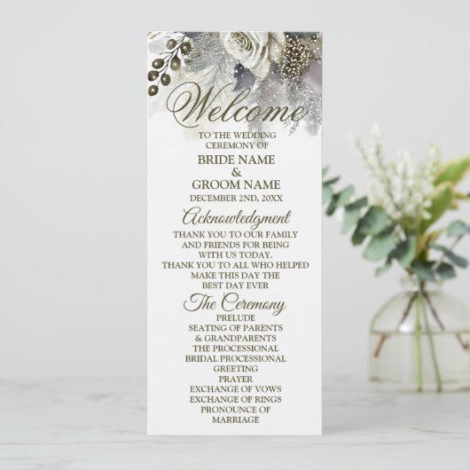 Begrüßungsparty Silver Golden White Roses Programm (Stehend Vorderseite)