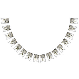 Begrüßungsparty Silver Golden White Roses Wimpelkette