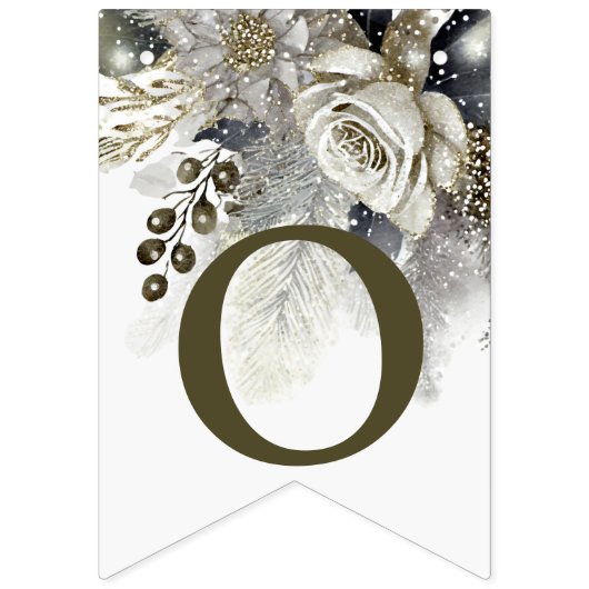 Begrüßungsparty Silver Golden White Roses Wimpelkette (Zweite Fahne)