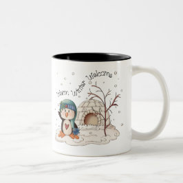 Begrüßungspinguin Weihnachtszeit-Tasse Zweifarbige Tasse