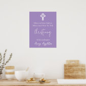 Begrüßungsposter Floral Cross Christening Lilac Poster (Küche)