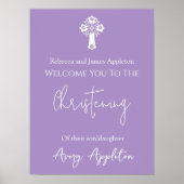 Begrüßungsposter Floral Cross Christening Lilac Poster (Vorne)