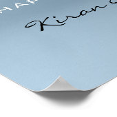 Begrüßungsposter Silbergraue Tropfen Blau Poster (Ecke)