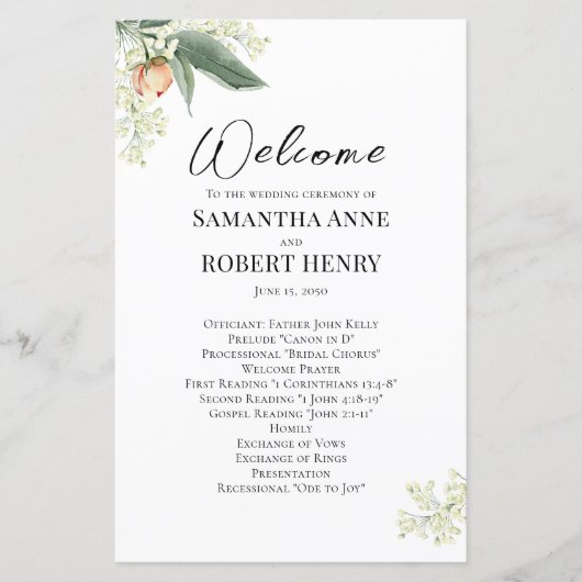 Begrüßungsprogramm Blumenschrift (Vorderseite)