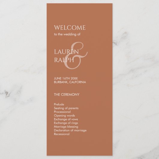 Begrüßungsprogramm Ochre and Ivory Monogram Programm (Vorderseite)