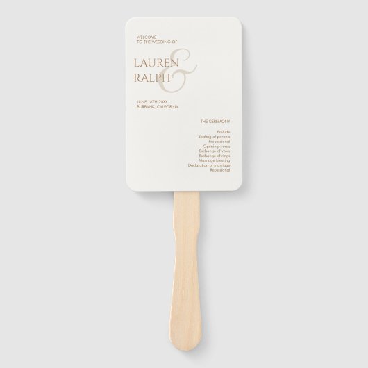 Begrüßungsprogramm Taupe & Ivory Monogram Fächer (Vorderseite)