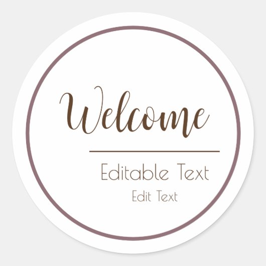 Begrüßungsrundkleber Minimalistisch einfaches Desi Runder Aufkleber (Vorderseite)