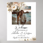 Begrüßungsschild, Foto und Aquarellfarben-Blume Poster (Vorne)