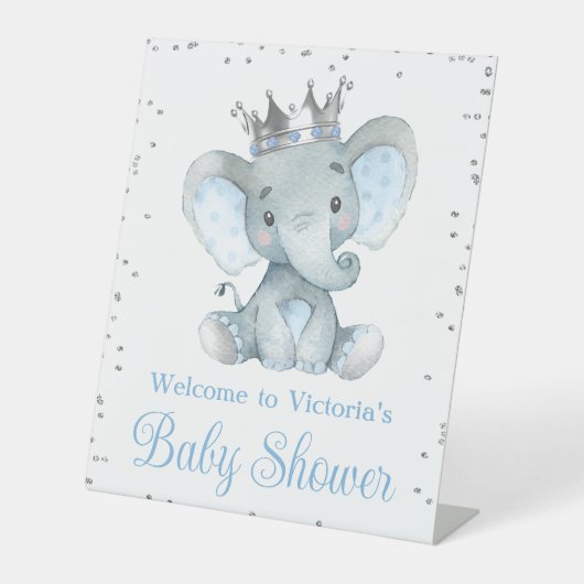 Begrüßungsschild für Boy Elephant Prince Baby Dusc Sockelschild (Vorderseite)