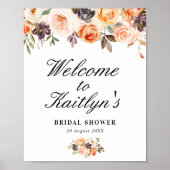 Begrüßungsschild für das blumengeschmückte Brautpa Poster (Vorne)