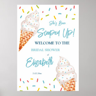Begrüßungsschild für das Brautparty mit Eis Poster