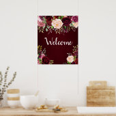 Begrüßungsschild Hochzeitburgund Poster (Küche)