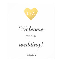 Begrüßungsschild, Imitat goldenes Herz, Initialen