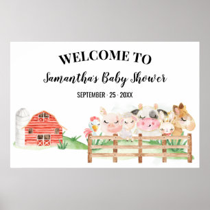 Begrüßungsschild Kinderdusche Farm Baby Animals Po Poster