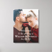 Begrüßungsschild mit Foto-Leinwand Leinwanddruck (Vorderseite)