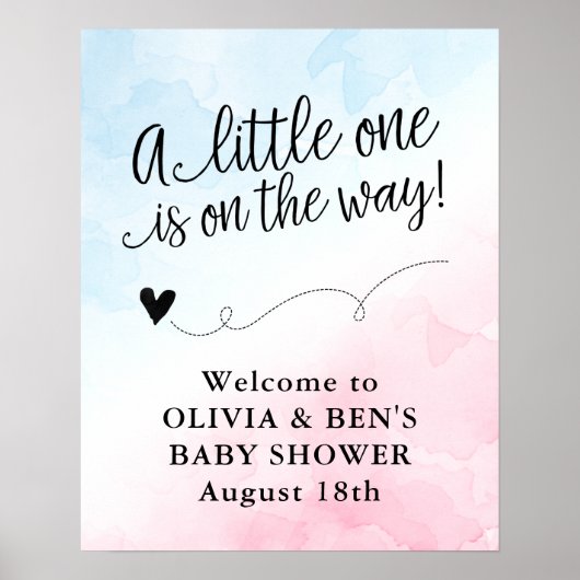Begrüßungsschild Pink & Blue Baby Dusche Poster (Vorne)