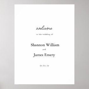 Begrüßungsschild Poster staubblauer Moderner Empfa