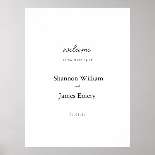 Begrüßungsschild Poster staubblauer Moderner Empfa (Vorne)