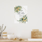 Begrüßungsschild, Rose und Grünpflanzen Poster (Küche)