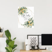Begrüßungsschild, Rose und Grünpflanzen Poster (Heimbüro)