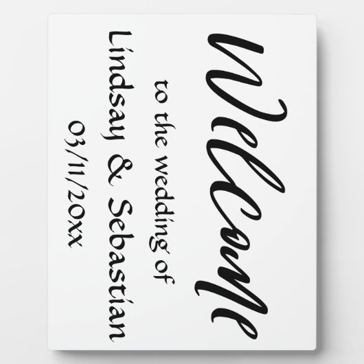 Begrüßungsschild Tabletop Plaque mit Easel Fotoplatte (Vorderseite)