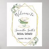 Begrüßungsschild Tea Brautparty mit goldenem Rahme Poster (Vorne)