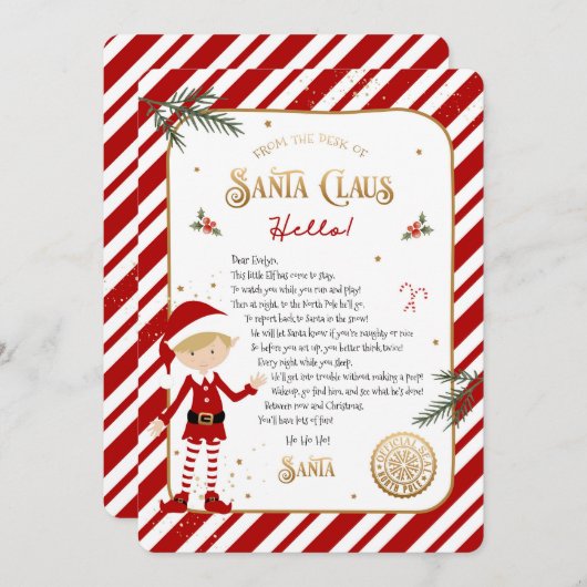 Begrüßungsschreiben der ersten Elf-Ankunft (Vorne/Hinten)