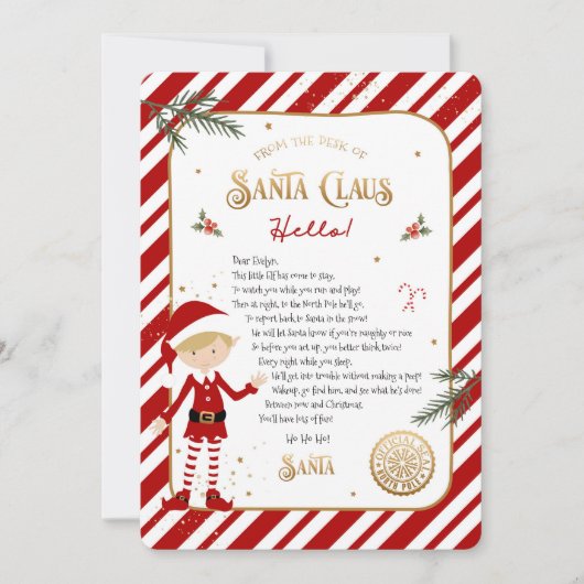 Begrüßungsschreiben der ersten Elf-Ankunft (Vorderseite)