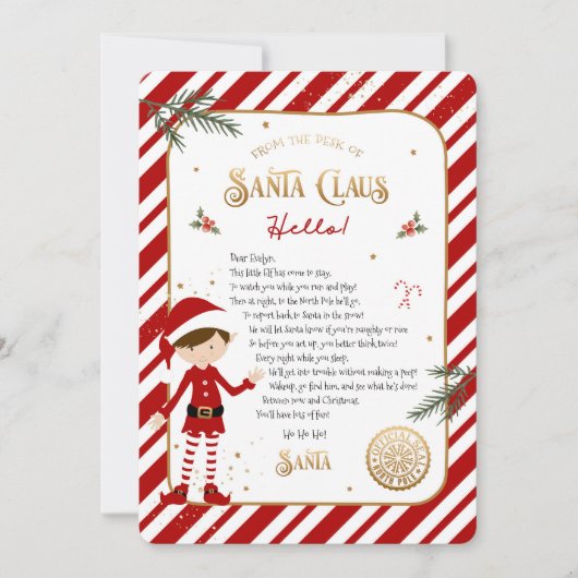 Begrüßungsschreiben der ersten Elf-Ankunft (Vorderseite)