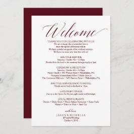 Begrüßungsschreiben für Burgund-Script-Hochzeit Einladung