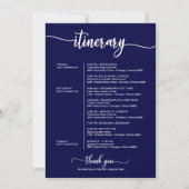 Begrüßungsschreiben für Hochzeiten in Navy Einladung (Rückseite)