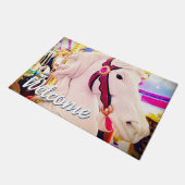 Begrüßungsschrift Fett Karneval Karussell Pferd Fo Fußmatte (Schrägansicht)