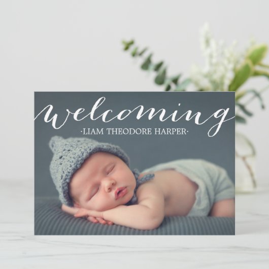 Begrüßungsschrift | Geburtsankündigung Ankündigung (Stehend Vorderseite)